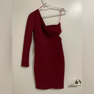 New Crimson color one shoulder dress with tag